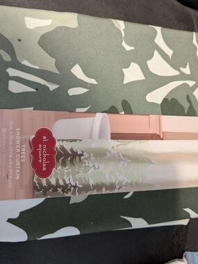St. Nicholas Square Green Trees Shower Curtain - Sage/White